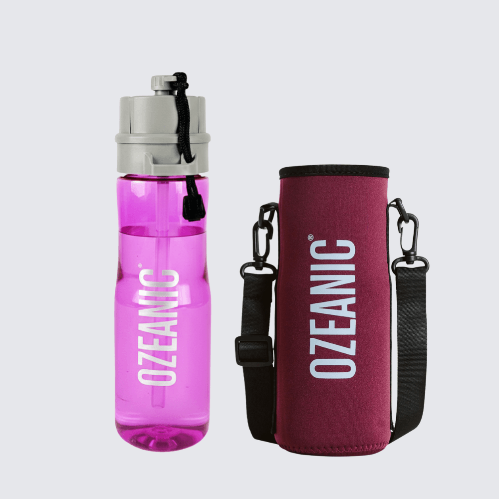 Botella con Protector de Neopreno. Potabiliza tu agua con ozono in-situ y ayuda a conservar la temperatura. Sin filtros. Sin plástico de un solo uso.
